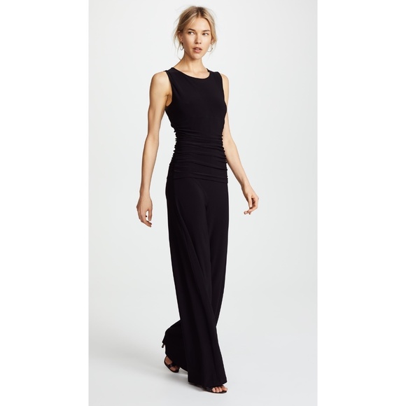 Norma Kamali Pants - NORMA KAMALI Black Kamali Kulture Shirred Waist Jumpsuit